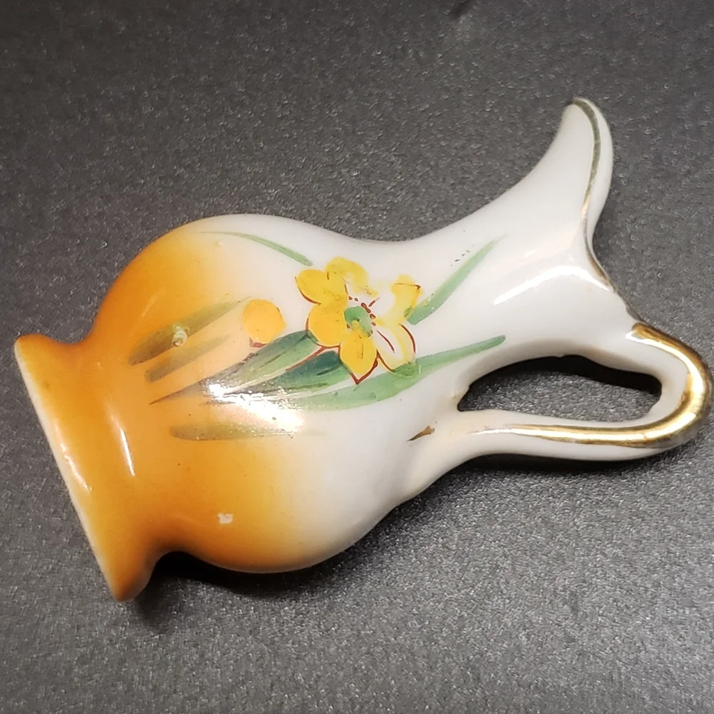 2 Vintage Mini Hand Painted Flower Creamer Vases, Made in Japan & Bone China